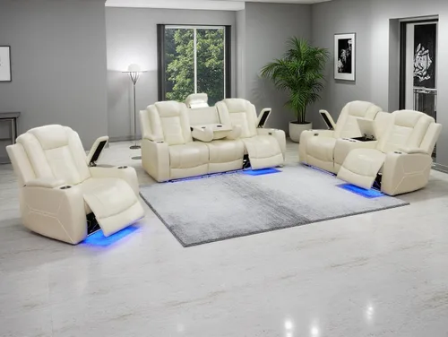 Vista 77 de Juego de sofás reclinables eléctricos, juegos de muebles de sala de estar, sofá reclinable eléctrico moderno negro, sofá biplaza y silla