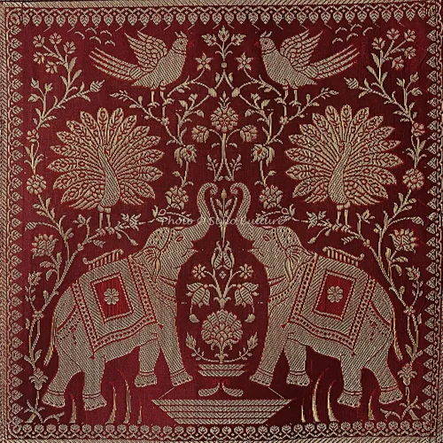 Vista 5 de Brocade - Camino de mesa de centro de jacquard rectangular, bohemio, tradicional, decoración de sala de estar, elefante, pavo real, floral, mantel