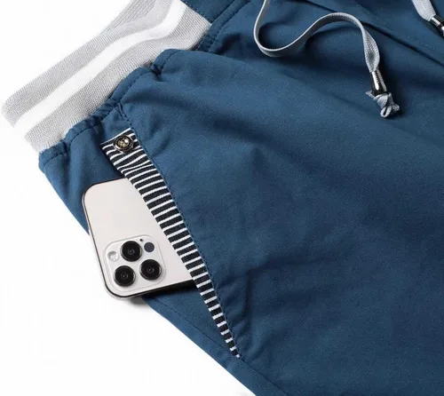 Vista 40 de JustSun Pantalones cortos para hombre, estilo casual, de algodón, con cintura elástica y bolsillos Negro