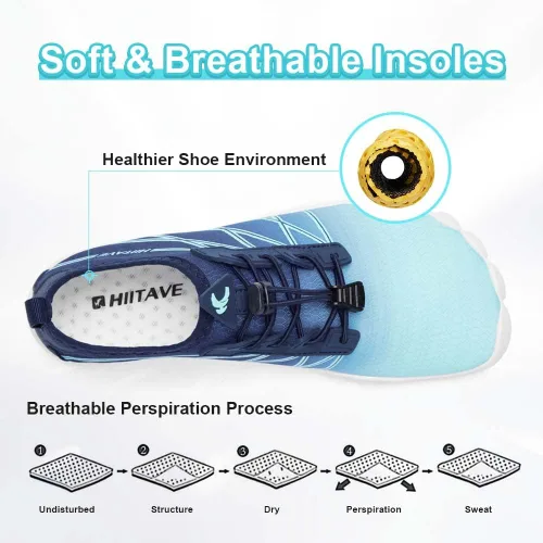 Vista 5 de HIITAVE Zapatos de agua antideslizantes, zapatos acuáticos descalzos, de secado rápido, ligeros con playa, río, piscina, para hombres y mujeres