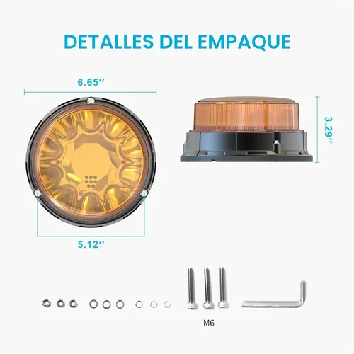 Vista 6 de Agrieyes Clase I Gran Luz de Baliza LED de 6.6 Pulgadas, 80W, Luces de Advertencia y Precaución Automáticas Sensibles a la Luz, Luces Ámbar2