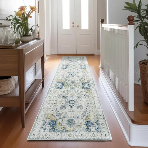 Vista 19 de jinchan Alfombra de Área 2x3 pies Alfombra Vintage de Entrada Lavable Bohemia Tapete Interior para Puerta Medallón Floral Tapete Pequeño para Puerta
