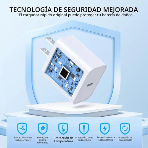 Vista 4 de Cargador de carga rápida para iPhone 17 16 15, paquete de 2 cables tejidos USB C de 10 pies de largo con bloque de carga rápida USBC de 20 W