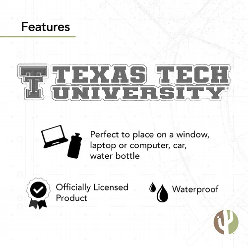 Vista 4 de Desert Cactus Calcomanía de vinilo de la Universidad de Texas Tech TTU Red Raiders con nombre, calcomanía de vinilo para botella de agua