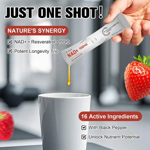 Vista 3 de Totaria Suplemento líquido NAD 16 en 1 de 1500 mg para hombres y mujeres, NAD+ extra fuerte con precursor NMN, resveratrol, PQQ, CoQ10, apoya