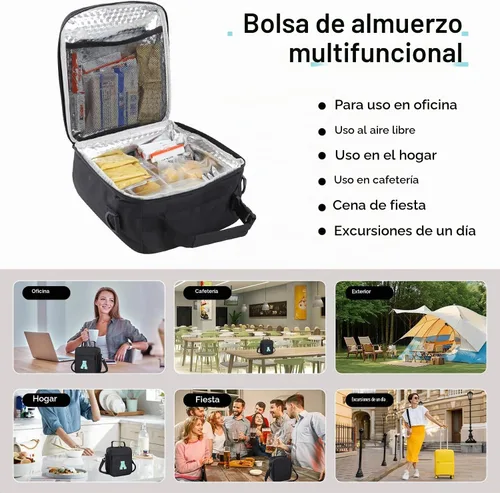 Vista 7 de ELEFOCUS Lonchera aislada con inicial para mujeres y hombres, bolsa de almuerzo personalizada con monograma con correa de hombro ajustable