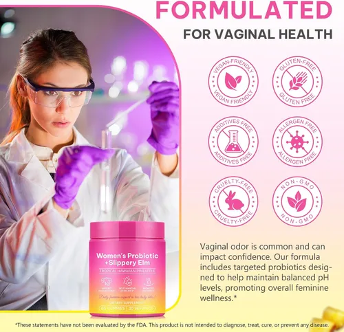 Vista 3 de Paquete de 2 gomitas de probióticos femeninos, probiótico vaginal para mujeres, gomitas de equilibrio femenino de pH para olor saludable, mejora