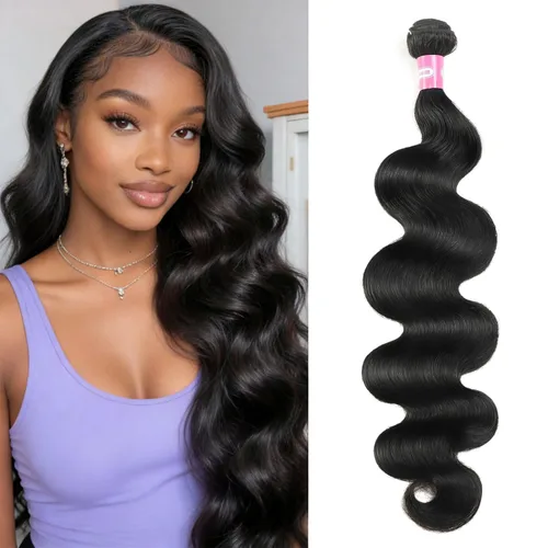 Vista 45 de DMKEEP Extensiones de cabello humano ondulado con cierre, 12, 14, 16+10 pulgadas, 100% cabello virgen brasileño sin procesar, 3 paquetes con cierre