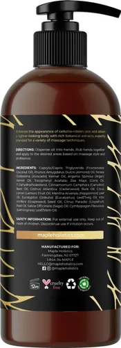Vista 5 de Maple Holistics Kit de aceite de masaje – Aceite de lavanda de aromaterapia de 16 onzas líquidas para parejas más aceite de celulitis con aceites