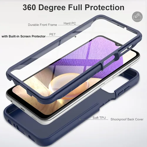 Vista 3 de Funda para Samsung Galaxy A32 5G con protector de pantalla integrado, protección de cuerpo completo a prueba de golpes