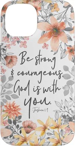 Vista 4 de Funda para iPhone 17 con cita cristiana de Joshua 1:9 con diseño de acuarela bonita floral
