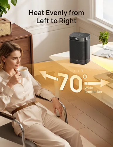 Vista 7 de DREO Calentador de espacio, calentadores eléctricos portátiles de 1500 W para uso en interiores, calentador de cerámica PTC para oficina con control
