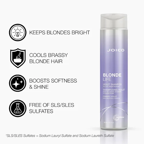 Vista 2 de Joico Blonde Life - Juego de champú y acondicionador violeta Para cabello rubio fresco y brillante Neutraliza los tonos cobrizos Desterrar