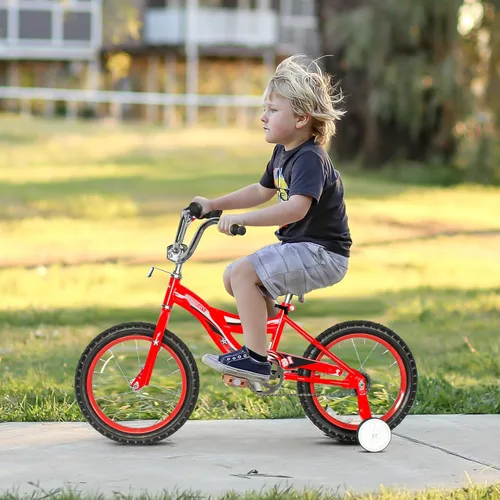 Vista 7 de Tracer Bicicleta infantil para niños y niñas de 3 a 12 años, bicicleta para niños de 16 pulgadas con ruedas de entrenamiento y cesta de 20 pulgadas