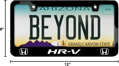 Vista 8 de iPick Image Hecho para Honda HR-V Dual Logo Marco de matrícula de metal negro