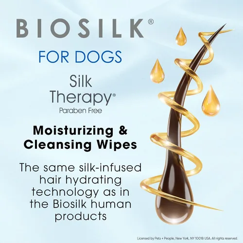 Vista 2 de BioSilk Toallitas hidratantes y limpiadoras para perros, 100