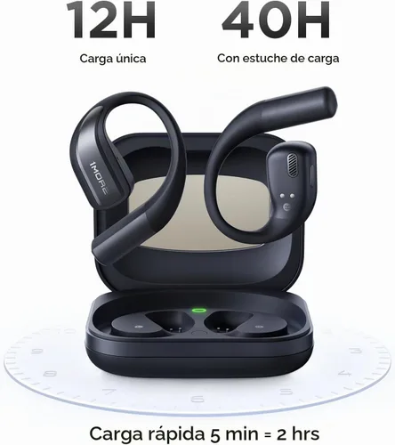 Vista 7 de 1MORE S70 - Auriculares abiertos con Bluetooth, inalámbricos y cómodos, para salir del oído, equilibrio AIR+, IPX5 impermeable, 40 horas de Negro