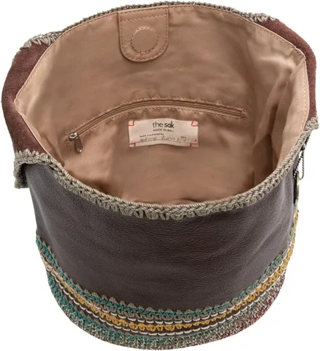 Vista 3 de The Sak Back To Bali 120 - Bolso Hobo en cuero y ganchillo bolso grande de hombro caoba Seminyak Seminyak de caoba