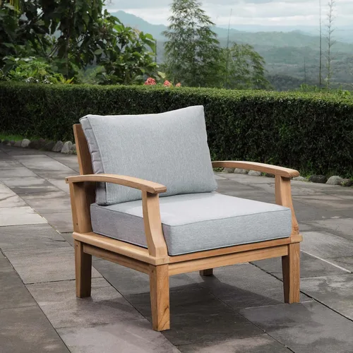 Vista 7 de Modway EEI-1143-NAT-GRY-SET - Sillón para patio al aire libre de madera de teca de grado A, color gris natural