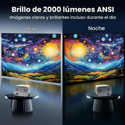 Vista 5 de Proyector 4K Google TV, 1500 lúmenes ANSI, enfoque automático 6D y Keystone, altavoces de 20 W, Wifi y proyector Bluetooth para iPhone/Android