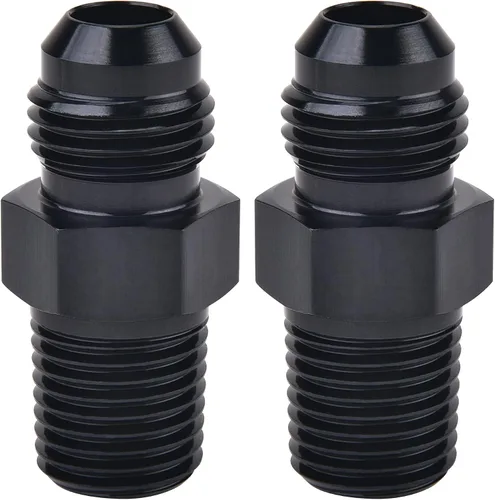 Vista 18 de EVIL ENERGY 3AN macho acampanado a 1/4" NPT tubo adaptador de ajuste de 90 grados aluminio negro 2 piezas