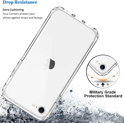 Vista 7 de Funda para iPhone SE 2020, iPhone 8, iPhone 7 para niñas y mujeres, transparente, protección de cuerpo completo, a prueba de golpes, carcasa