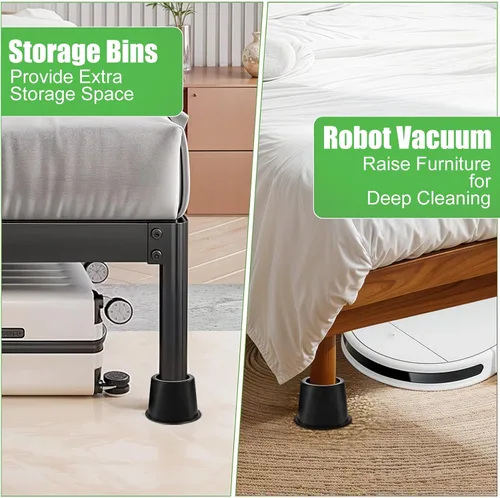 Vista 5 de Paquete de 6 elevadores de muebles de 4 pulgadas, elevadores de cama resistentes para mesa, escritorio, sofá, gabinete, marco de cama, dormitorio