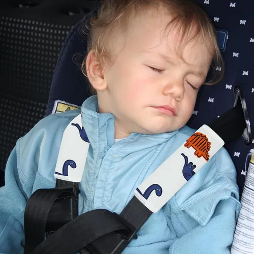 Vista 7 de Funda para correa de bebé para niños, 2 fundas para cinturón de seguridad de automóvil, protector de almohadilla para el cuello para niños recién