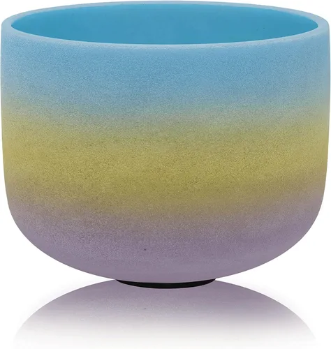 Vista 33 de Topfund Cuenco tibetano de cristal, azul, de 440 Hz, con funda de transporte resistente y mazos, nota G, 10 pulgadas, para chakra garganta