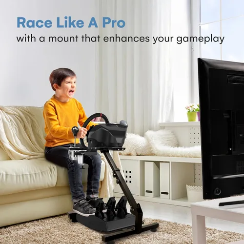 Vista 2 de flybold Racing Steering Wheel Stand - Adjustable Gaming Wheel Mount for Logitech, Thrustmaster, and Fanatec Wheels - Includes Gear Shifter Mount