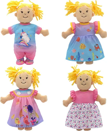 Vista 4 de Paquete de 4 ropa de muñeca para muñecas de 13 a 16 pulgadas, vestido para muñecas de 13 a 16 pulgadas