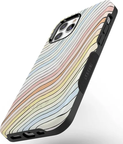 Vista 7 de Casely Funda para iPhone 11 Pro Max Ride The Wave Forro de arcoíris pastel Diseño protector audaz