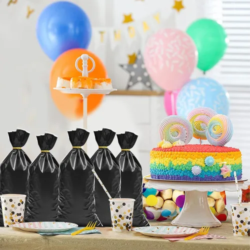Vista 6 de Lecpeting 100 bolsas de celofán, bolsas de plástico para dulces con lazos giratorios para envoltura de regalo, cumpleaños, boda, baby shower