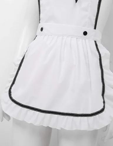 Vista 7 de Conjunto de lencería con volantes para mujer, con volantes, delantal de sirvienta francés, babydoll y uniforme