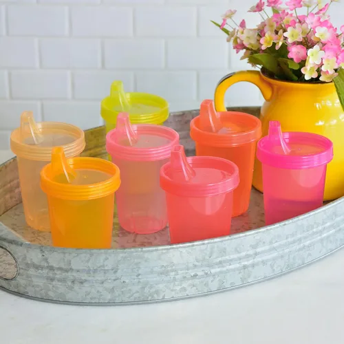Vista 3 de Youngever Paquete de 7 vasos para bebés y niños pequeños, color rosa