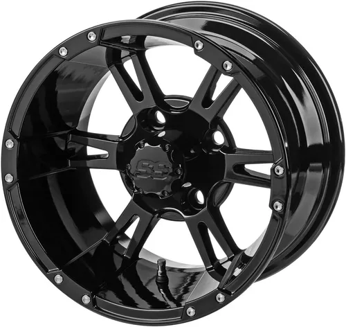 Vista 2 de Bundle - 9 Items: LSI Raptor 14" Golf Wheels Gloss Black 23" X-Trail Tires [for E-Z-GO & Club CarGolf Carts]