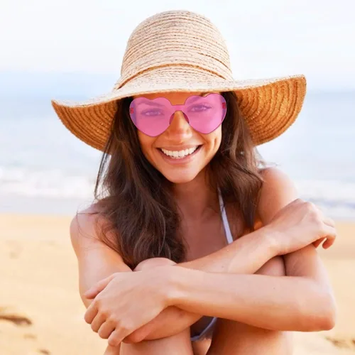 Vista 4 de Virtue morals Gafas de sol en forma de corazón para San Valentín Mardi Gras verano recuerdo de fiesta para mujer