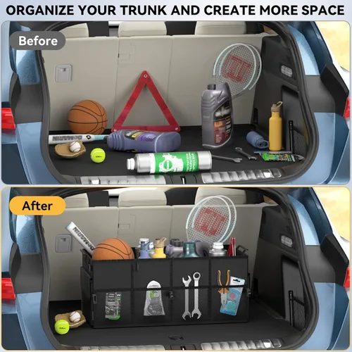 Vista 5 de Organizador de maletero de automóvil para SUV 60L Organizador de automóvil para asiento trasero Asiento trasero Compartimento de almacenamiento
