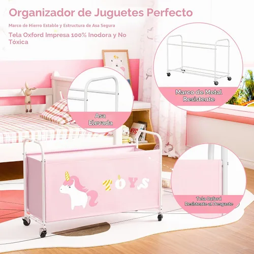 Vista 9 de GRANNY SAYS Caja de juguetes grande 135L para niñas, almacenamiento de Rosa