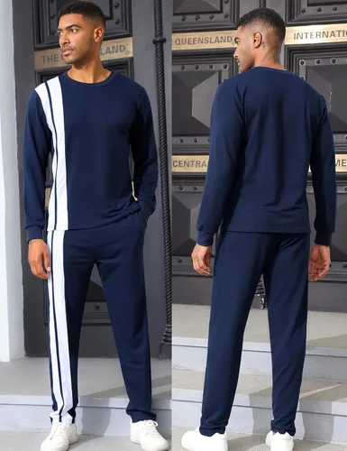 Vista 3 de Babioboa Men's Long Tracksuit Basic T Shirt & Sweatpants set 2 Pockets Regular Two Piece Casual Daily Duty-off