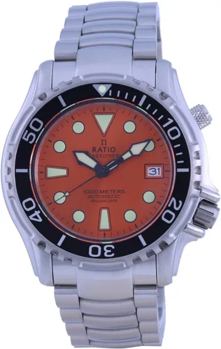 Vista 6 de RATIO FreeDiver - Reloj de buceo automático de acero inoxidable con cristal de zafiro, 3,280.8 ft, resistente al agua, para hombre Negro