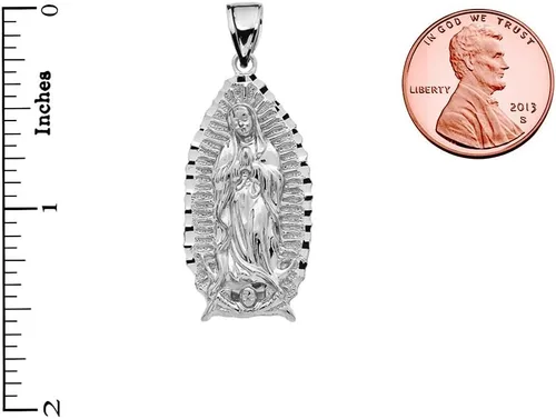Vista 3 de Collar con colgante de plata de ley de FDJ, con la Virgen de Guadalupe