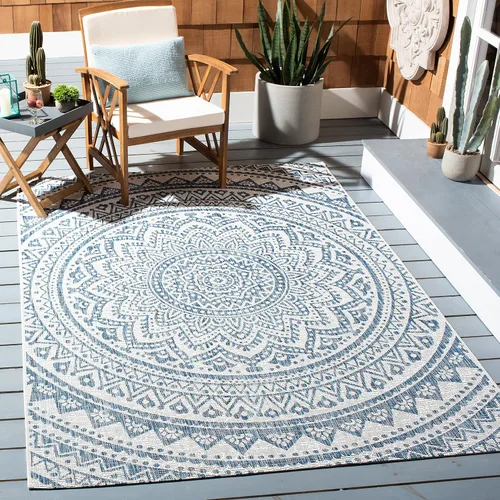 Vista 7 de SAFAVIEH Alfombra lavable al aire libre Courtyard Collection - 2'3" x 5', marfil y verde, no desprende pelusa y fácil limpieza, ideal para patio