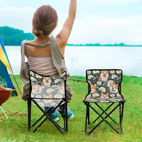 Vista 2 de Al aire libre plegable lindo Shiba Inu perro camping sillas para adultos silla de camping portátil silla de césped ligero 202a4626