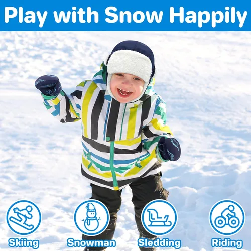 Vista 25 de QikQik Guantes de invierno impermeables para niños pequeños - Guantes de nieve para bebés