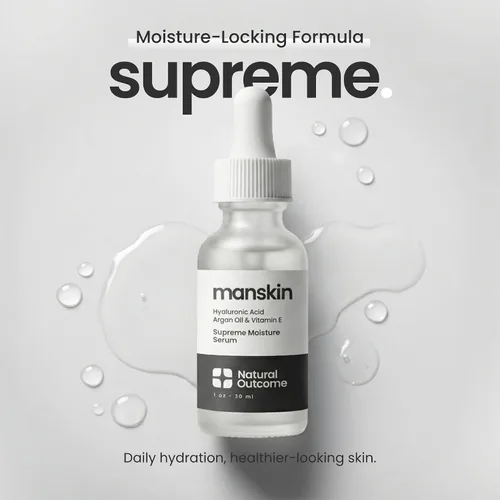Vista 2 de Natural Outcome Man Skin Supreme Moisture Serum Mens I Mens Suero facial antienvejecimiento de día y noche I Suero de humedad avanzada con ácido