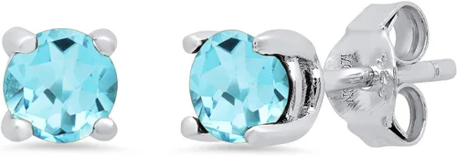 Vista 8 de Aretes redondos de plata de ley 925 para mujer, piedra natal de 0.197 in con parte trasera de empuje MAX + STONE Amatista