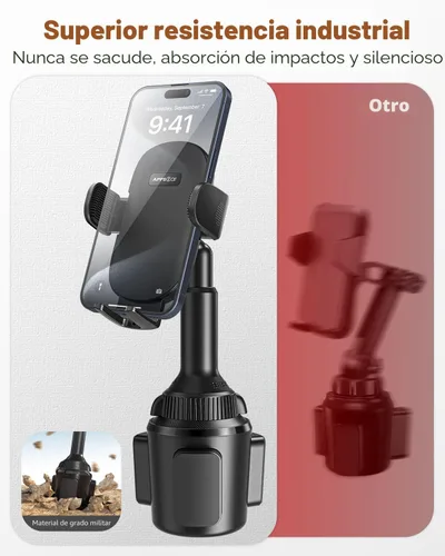 Vista 4 de APPS2Car Soporte universal para teléfono para auto, brazo largo de extensión rápida, giro de 360°, ajustable para iPhone, Samsung, Google y todos