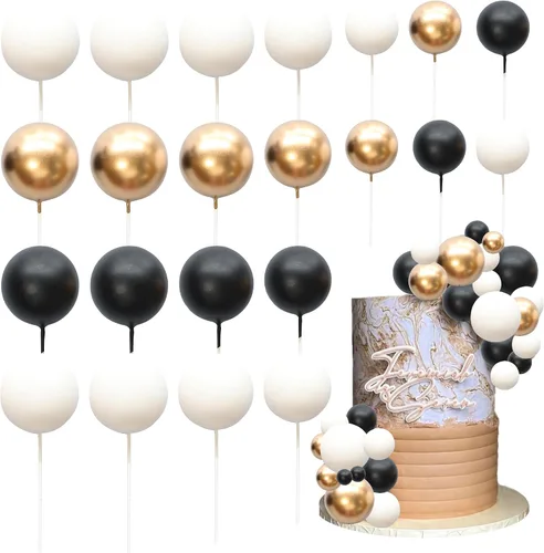 Vista 31 de 30 piezas de mini globo para decoración de tartas, bolas de espuma con purpurina, bolas de perlas de imitación, decoración para tartas, decoración