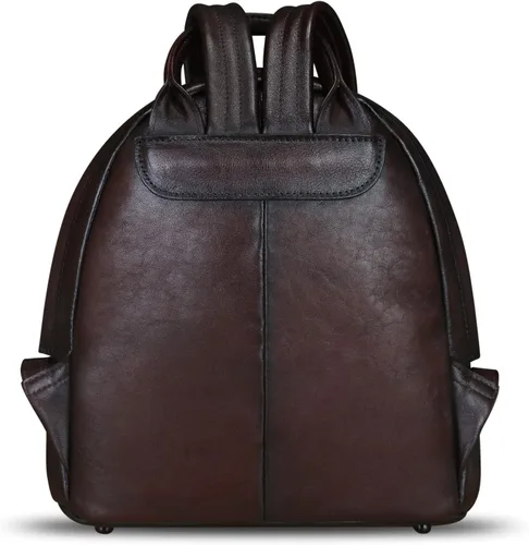 Vista 3 de IVTG Mochila de cuero genuino para mujer, estilo vintage, de cuero real, mochila de moda para hombro